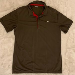 Nike Tiger Woods Brown Short Sleeve Polo Golf Shirt Men Size